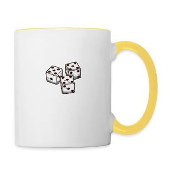 Würfel - Tasse zweifarbig - Weiß/Gelb - Rechts