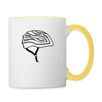 logo fahrradhelm fahrrad helm fahren fahrer fahrra - Tasse zweifarbig - Weiß/Gelb - Rechts