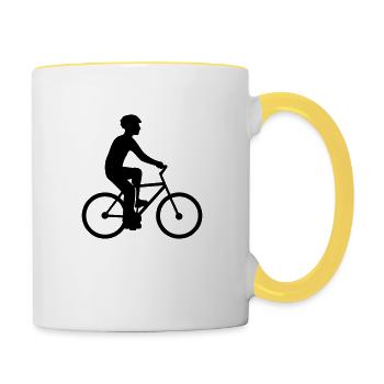 vélo conduite silhouette cycliste rapide ra - Mug contrasté - blanc/jaune - Droite