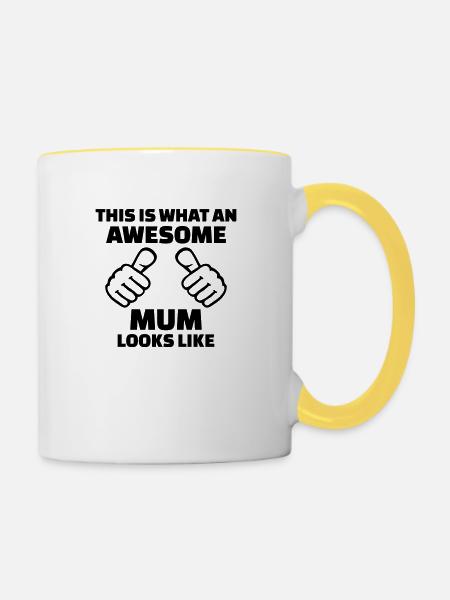 Mutter - Tasse zweifarbig - Weiß/Gelb