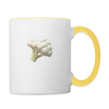Ein weisser Blumenkohl - Tasse zweifarbig - Weiß/Gelb - Rechts