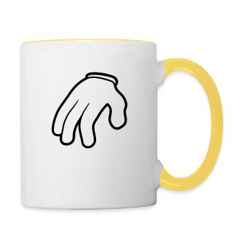 handschuh cartoon hand arme clipart ohne koerper c - Tasse zweifarbig - Weiß/Gelb - Rechts