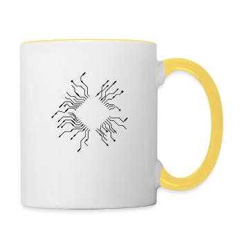 leitungen prozessor cpu draht verkabelung computer - Tasse zweifarbig - Weiß/Gelb - Rechts