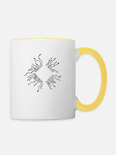 leitungen prozessor cpu draht verkabelung computer - Tasse zweifarbig - Weiß/Gelb