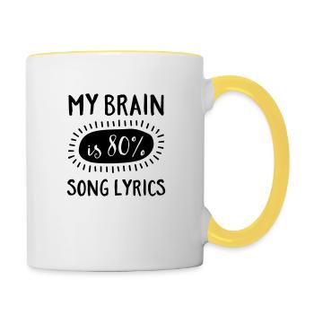 My Brain Is 80% Song Lyrics - Contrasting Mug - white/yellow - Right