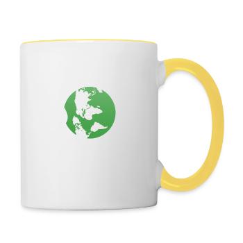 Save the World - Tasse zweifarbig - Weiß/Gelb - Rechts