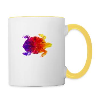 Farbige Schildkröte - Tasse zweifarbig - Weiß/Gelb - Rechts