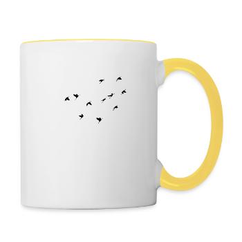 Vogelschwarm - Tasse zweifarbig - Weiß/Gelb - Rechts