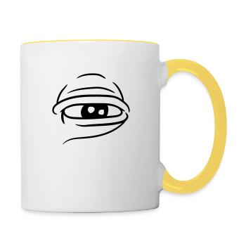 big eye glubscher look at comic cart - Contrasting Mug - white/yellow - Right