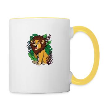 King of the jungle, lion in the jungle. wilderness - Contrasting Mug - white/yellow - Right