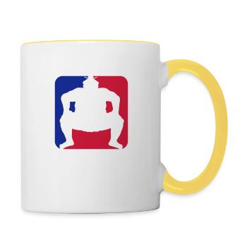 rouge bleu cool sumoringer button logo japonais her - Mug contrasté - blanc/jaune - Droite
