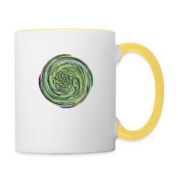 Kreis, Rund, Kugel - Tasse zweifarbig - Weiß/Gelb - Rechts