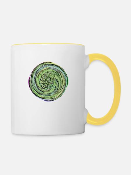 Kreis, Rund, Kugel - Tasse zweifarbig - Weiß/Gelb