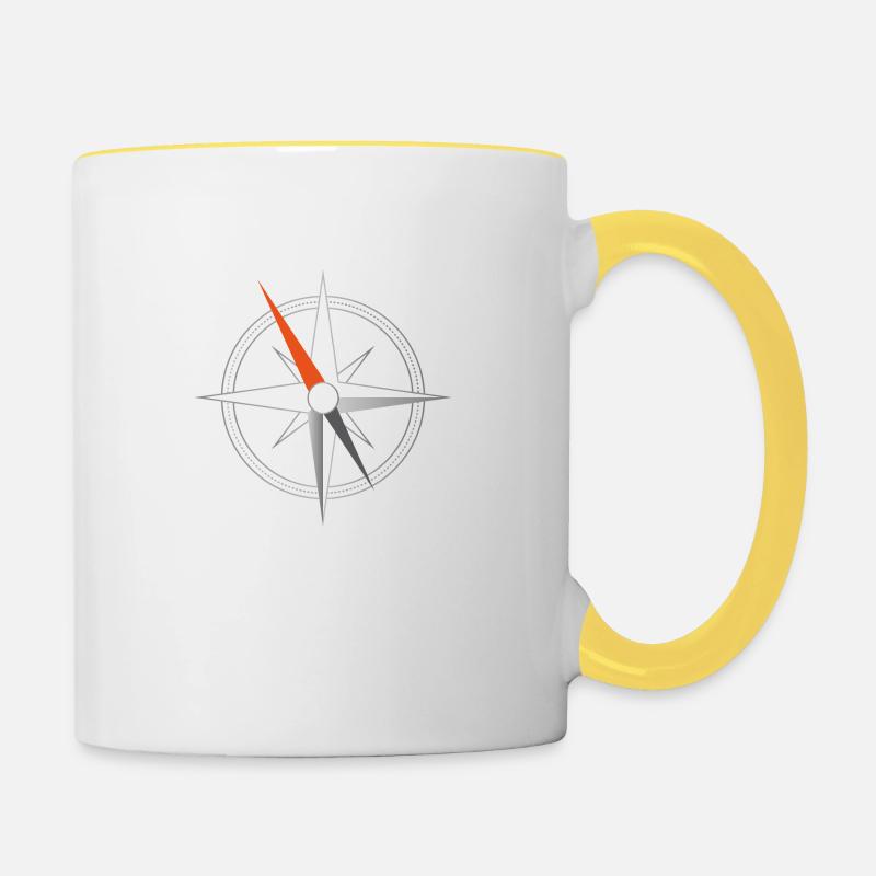 Kompass - Tasse zweifarbig - Weiß/Gelb