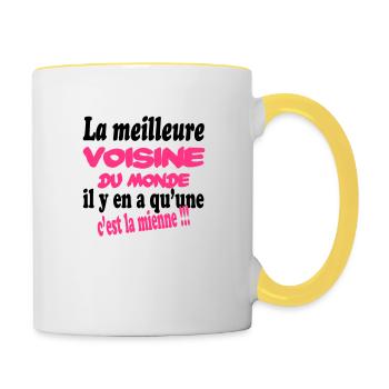La meilleure voisine du monde c'est la mienne !! - Mug contrasté - blanc/jaune - Droite