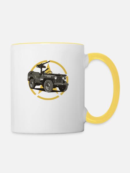Offroad-Militärfahrzeug - Tasse zweifarbig - Weiß/Gelb