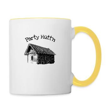 Party Hütt'n - Tasse zweifarbig - Weiß/Gelb - Rechts