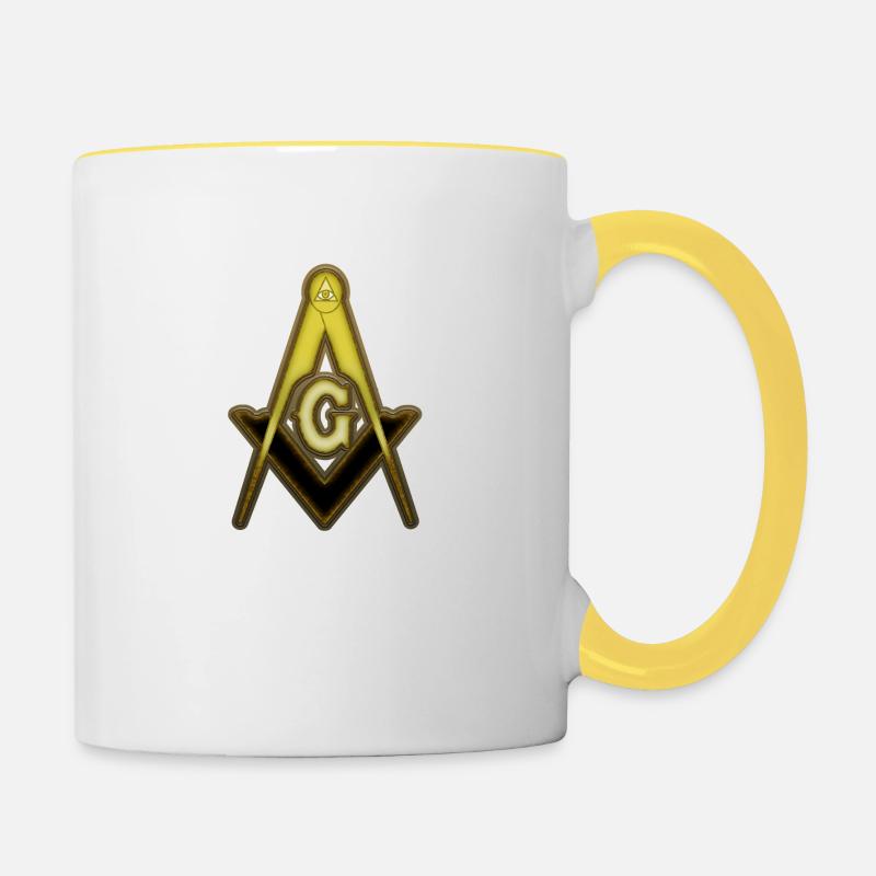 Freemason Compass Gold Rust - Contrasting Mug - white/yellow