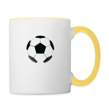 shiny detail football soccer ball - Contrasting Mug - white/yellow - Right