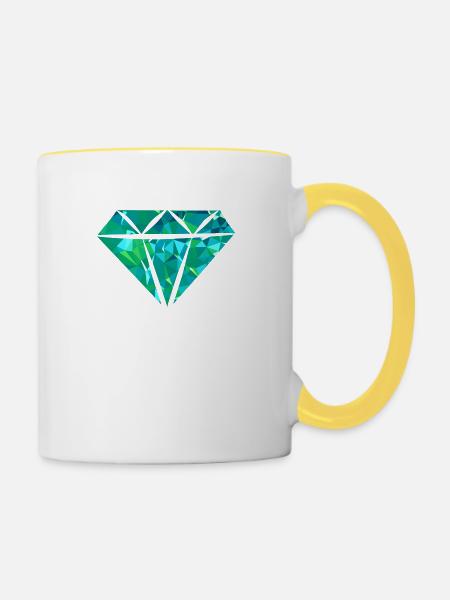 Diamond (Low Poly) - Tasse zweifarbig - Weiß/Gelb