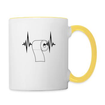 puls coeur fréquence toilette papier klopapie - Mug contrasté - blanc/jaune - Droite