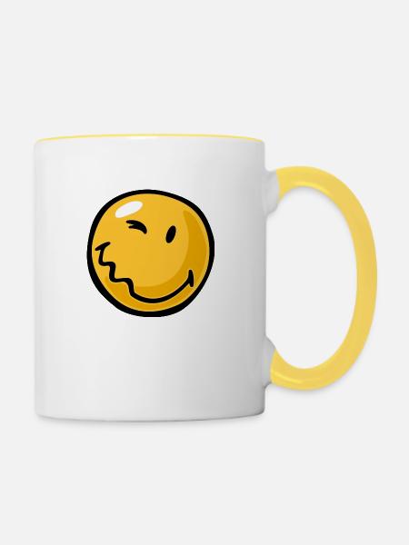 Smiley stung - Tasse zweifarbig - Weiß/Gelb