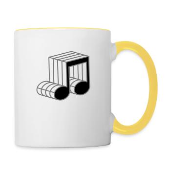 musiknote muster symbol kontur 3d zeichen party mu - Tasse zweifarbig - Weiß/Gelb - Rechts
