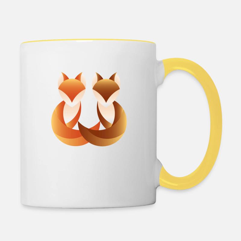 Fox duo 2 - Contrasting Mug - white/yellow