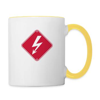 rot clipart schild hinweis elektrisch blitz strom - Tasse zweifarbig - Weiß/Gelb - Rechts