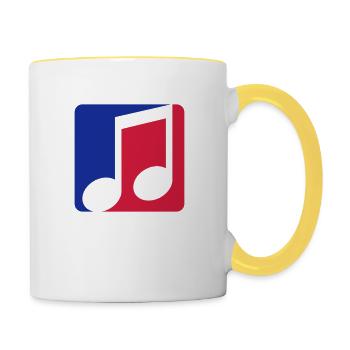 rouge bleu button musicnote cool contour signe part - Mug contrasté - blanc/jaune - Droite