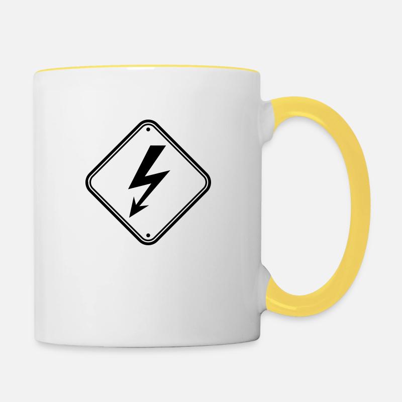clipart panneau signal électrique éclair courant ener - Mug contrasté - blanc/jaune