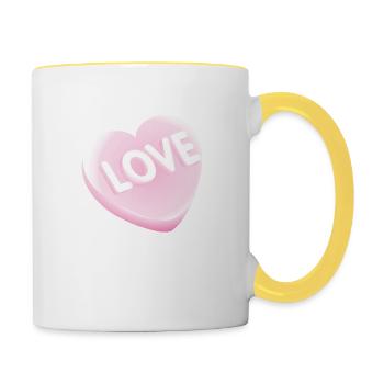 Smiley 'Love' Heart - Tasse zweifarbig - Weiß/Gelb - Rechts