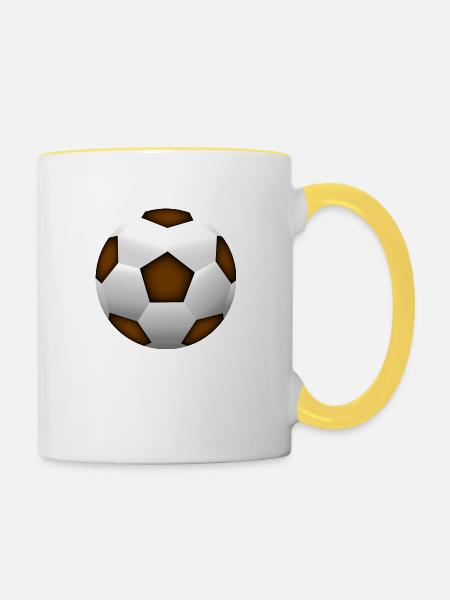 Smiley Football - Tasse zweifarbig - Weiß/Gelb