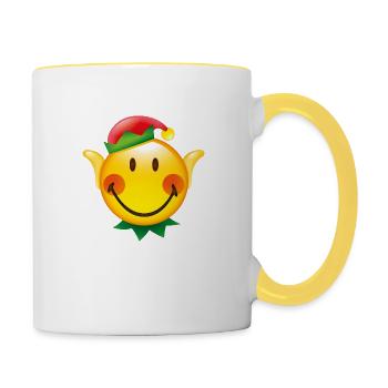 Smiley Glossy Christmas Elf - Contrasting Mug - white/yellow - Right