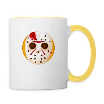 Smiley Chain Saw Mask - Mug contrasté - blanc/jaune - Droite