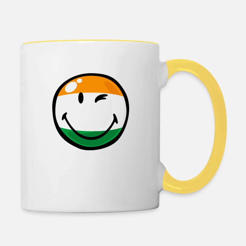 Smiley India - Contrasting Mug - white/yellow