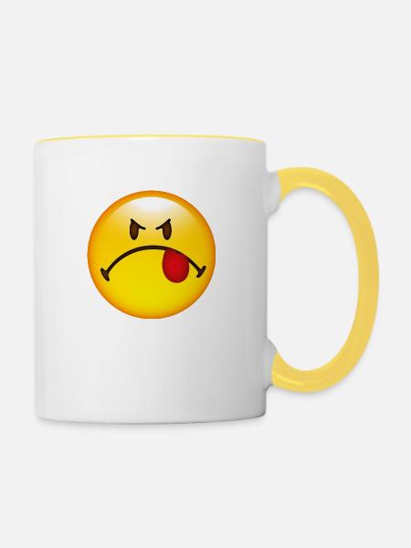Smiley Dislike - Tasse zweifarbig - Weiß/Gelb