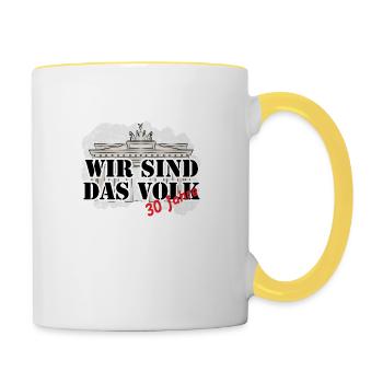 Wir sind das Volk T Shirt zu 30 Jahren Mauerfall - Tasse zweifarbig - Weiß/Gelb - Rechts