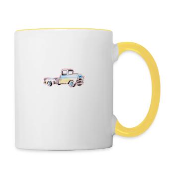 Vintage truck - Contrasting Mug - white/yellow - Right