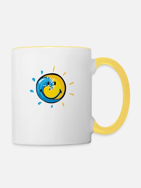 Smiley Splash Sun - Tasse zweifarbig - Weiß/Gelb
