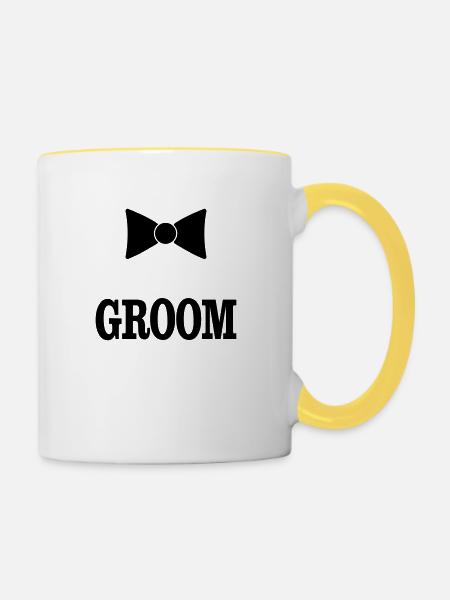 groom bowtie - Tasse zweifarbig - Weiß/Gelb
