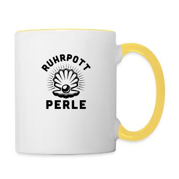 Ruhrpott Perle - Tasse zweifarbig - Weiß/Gelb - Rechts