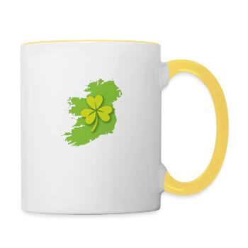 Ireland Irish map with shamrock - Contrasting Mug - white/yellow - Right