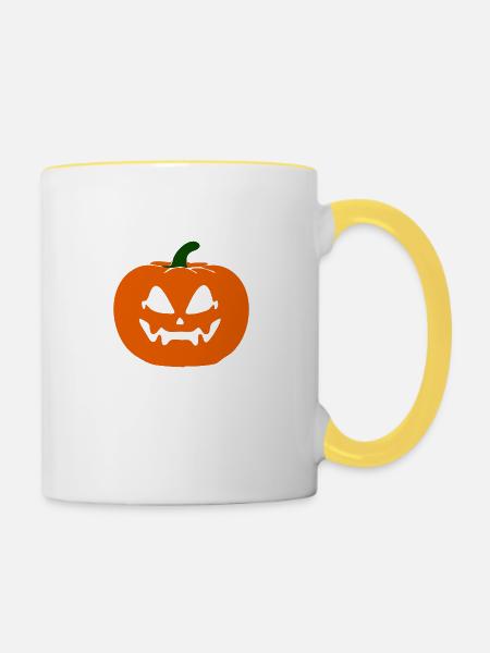 Halloween Kürbis - Tasse zweifarbig - Weiß/Gelb