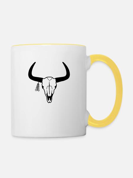 Schädel - Tasse zweifarbig - Weiß/Gelb
