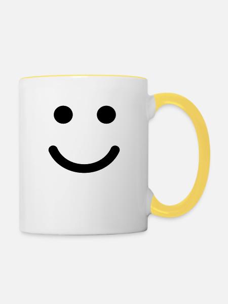 Smilie - Tasse zweifarbig - Weiß/Gelb