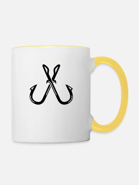 Angeln - Tasse zweifarbig - Weiß/Gelb