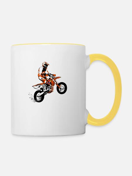 Supermoto Racer - Tasse zweifarbig - Weiß/Gelb