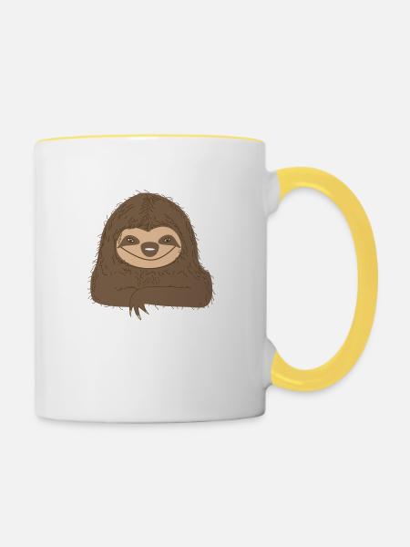 Faultier (b) - Tasse zweifarbig - Weiß/Gelb