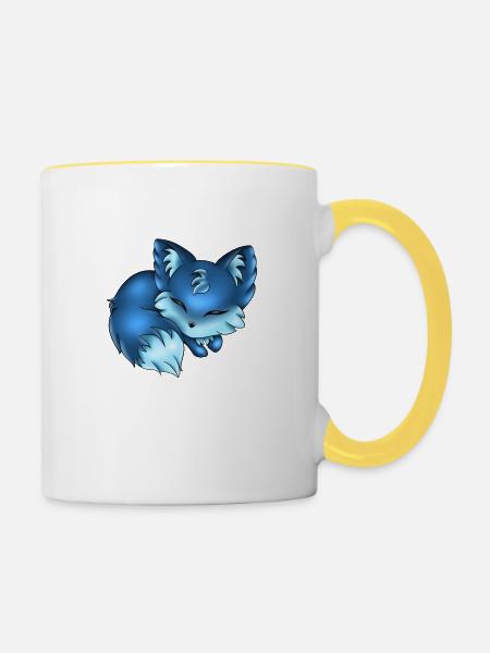 Schlafender Fuchs - Tasse zweifarbig - Weiß/Gelb